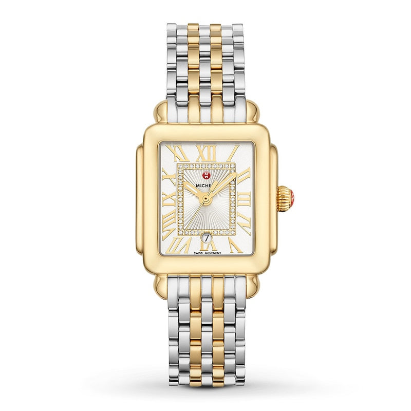 Deco Madison Mid Two-Tone 18K Gold Diamond Dial Watch | Michele | Luby 