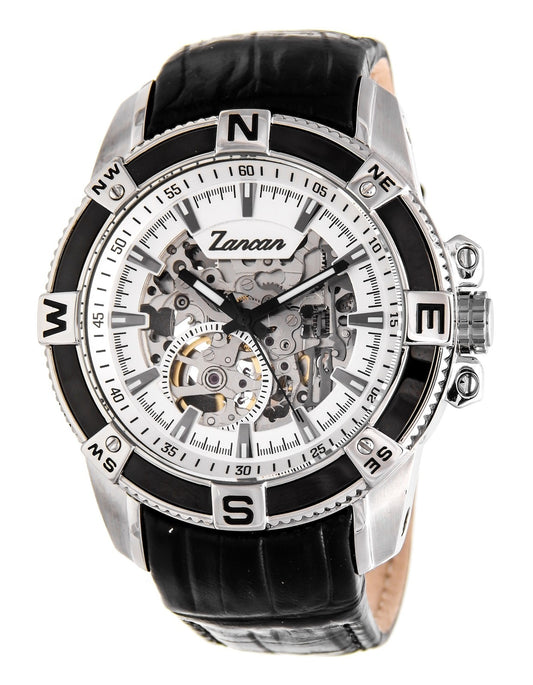 Automatic Steel Black Leather Watch | Zancan | Luby 