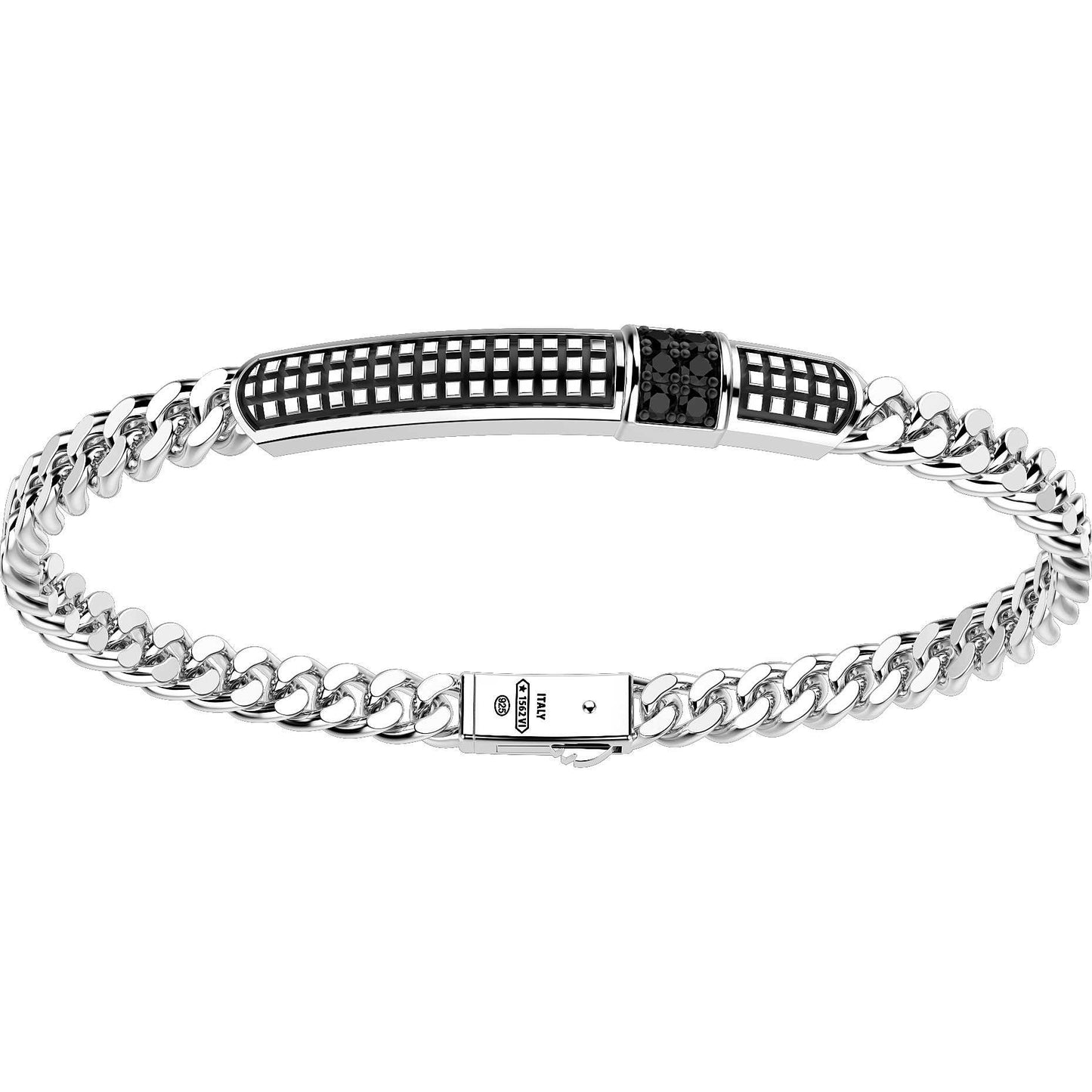 Square Patterned Tag Silver Chain Bracelet | Zancan | Luby 