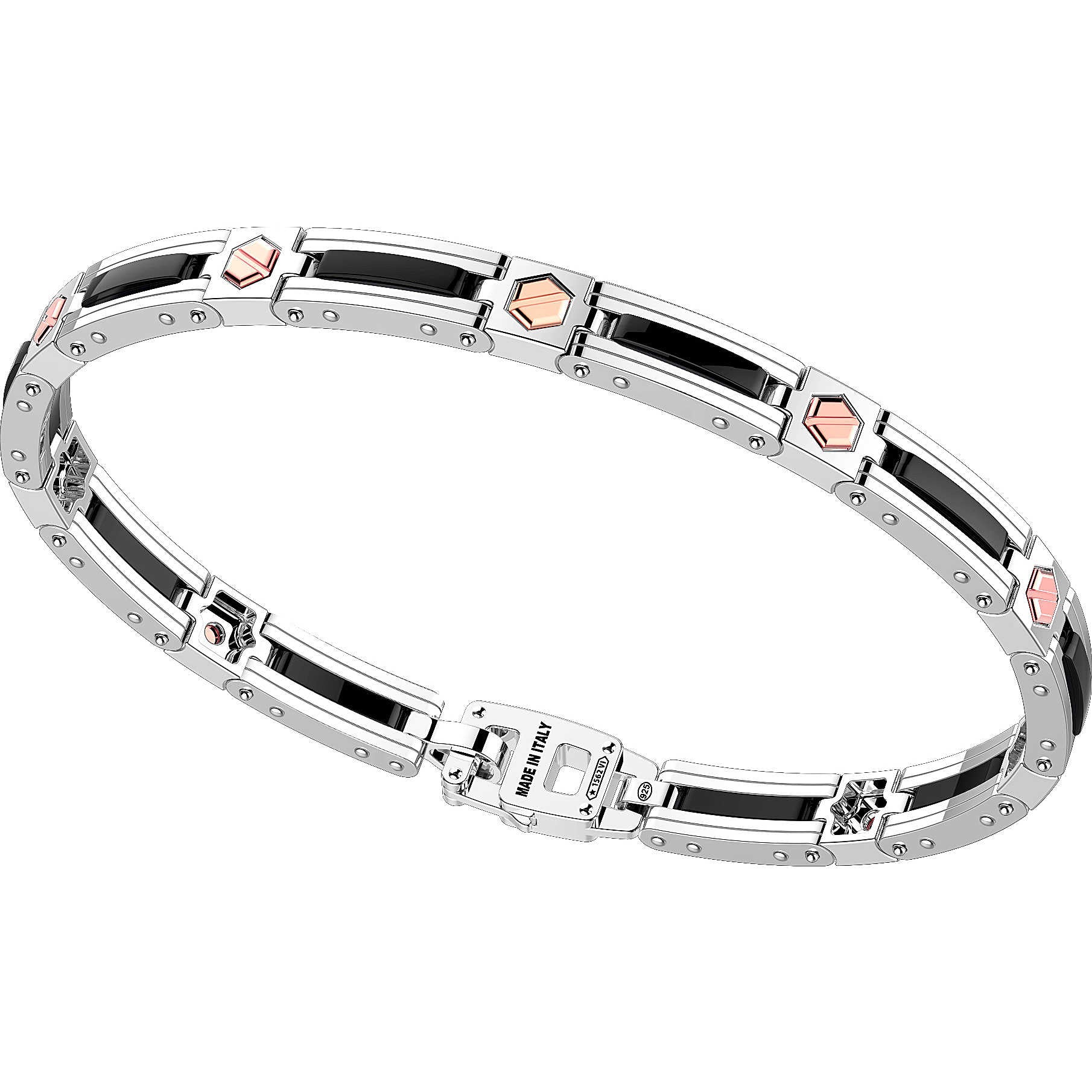 Silver and Ceramic with Rose-Gold Screws Bracelet | Zancan | Luby 