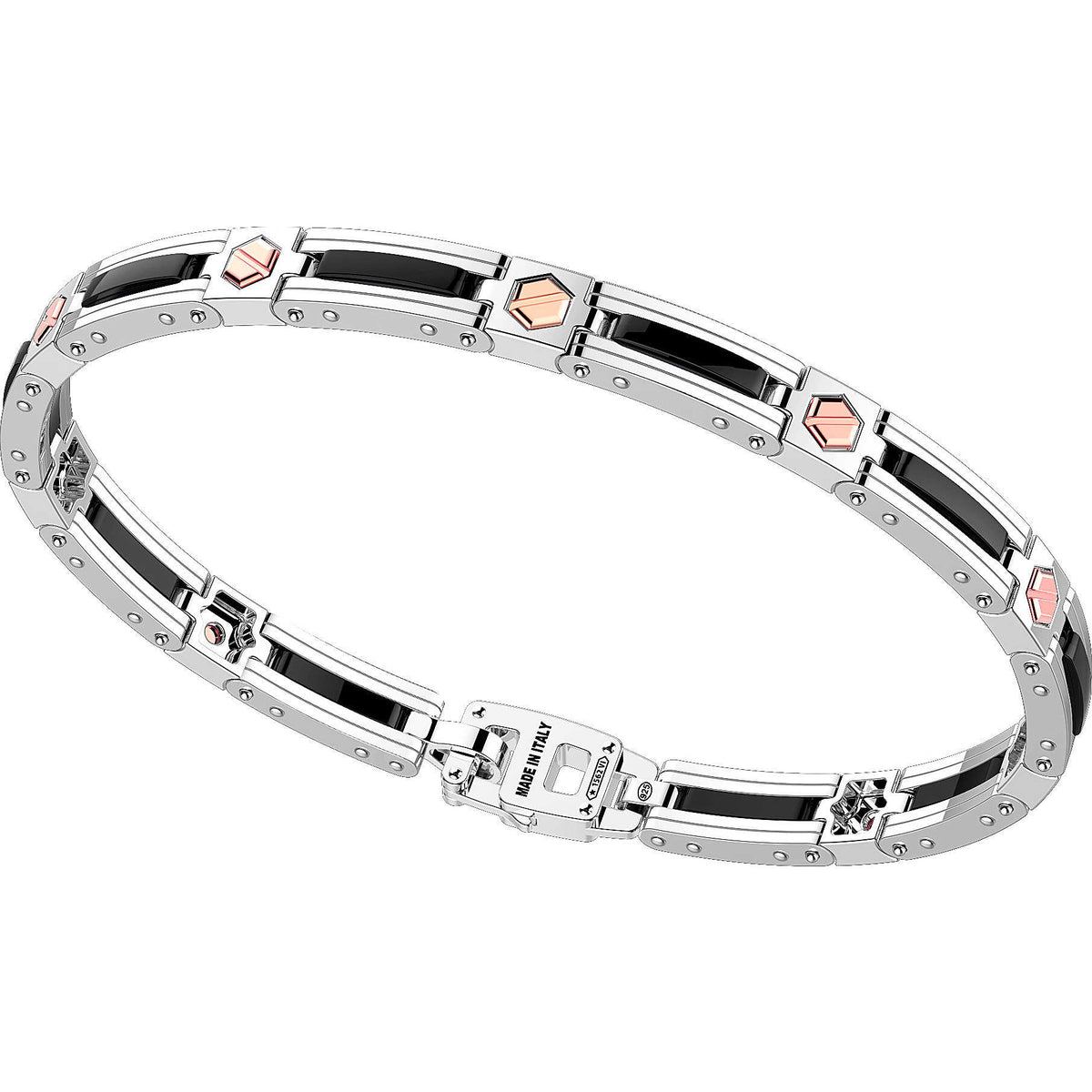 Silver and Ceramic with Rose-Gold Screws Bracelet | Zancan | Luby 
