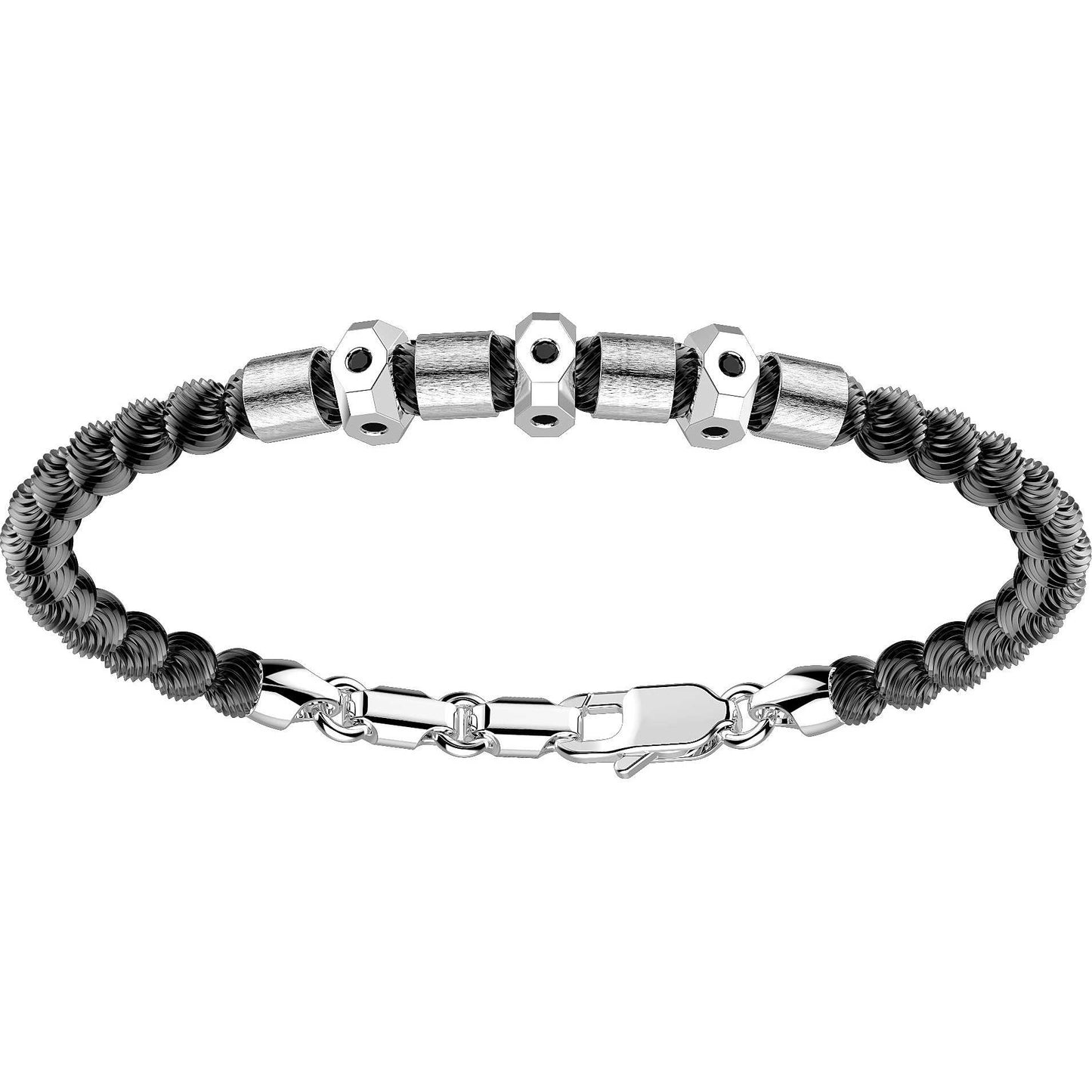 Silver Beads with Black Spinels Bracelet | Zancan | Luby 