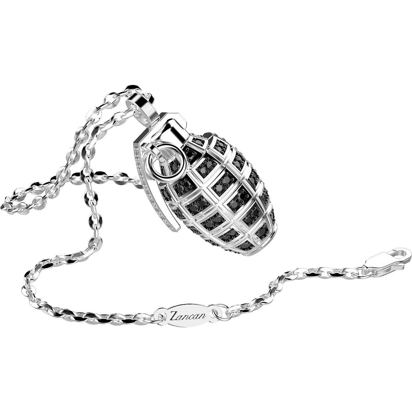 Grenade Charm with Black Spinels Necklace | Zancan | Luby 