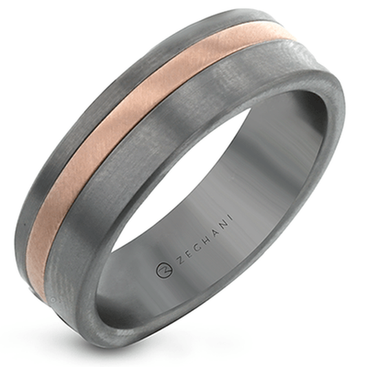 Zeghani 14K White Zirconium Band Mens | Zeghani | Luby 