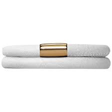 Brazalete de cuero blanco con doble vuelta (dorado/blanco)