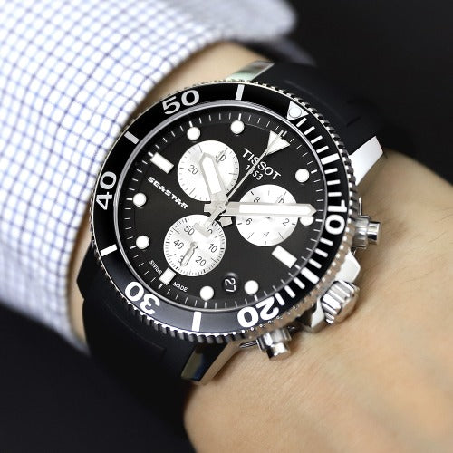 Seastar 1000 Chronograph (Silver-Black) | Tissot | Luby 