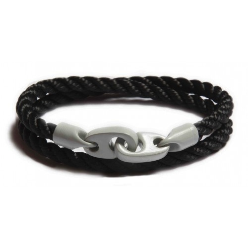 The Signal Double Wrap Rope Bracelet (Black/Light Grey) | Sailormade | Luby 
