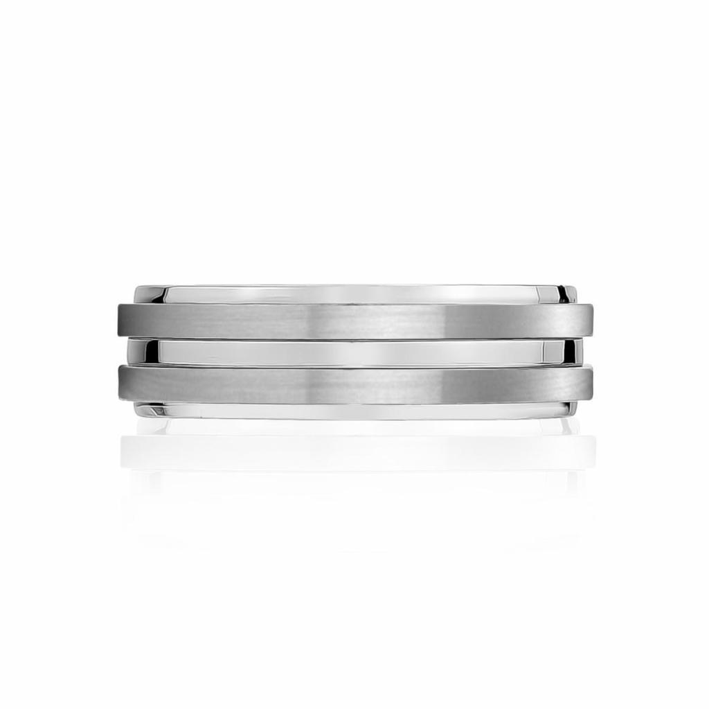 Stainless-Steel Double Striped Wedding Band Ring | ARZ Steel | Luby 