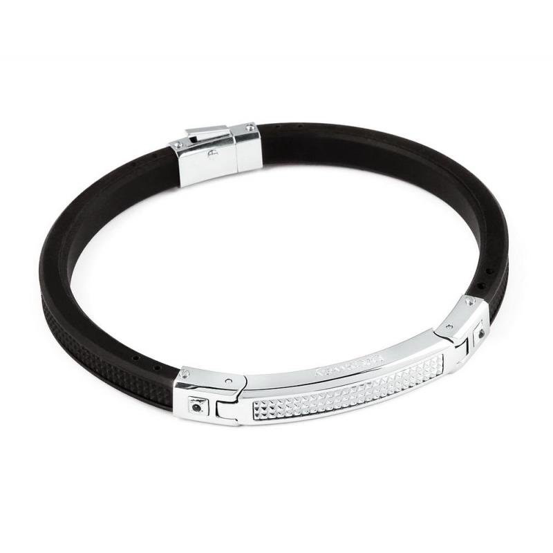 Speedway Rubber Bracelet (Black/Silver) | Brosway Italia | Luby 