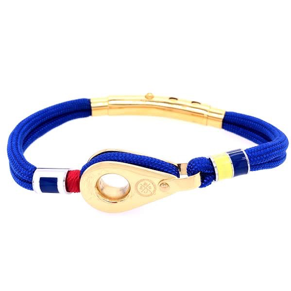 Royal Blue Double Cord with Gold Pulley and Nautical Flags Charms Bracelet (Blue/Gold) | Seaknots | Luby 