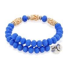 Deep Sea Wrap Beads Bangle Bracelet (Silver/Navy Blue) | Alex and Ani | Luby 