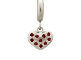 Granate Million Heart Drop Charm (Plata/Rojo)