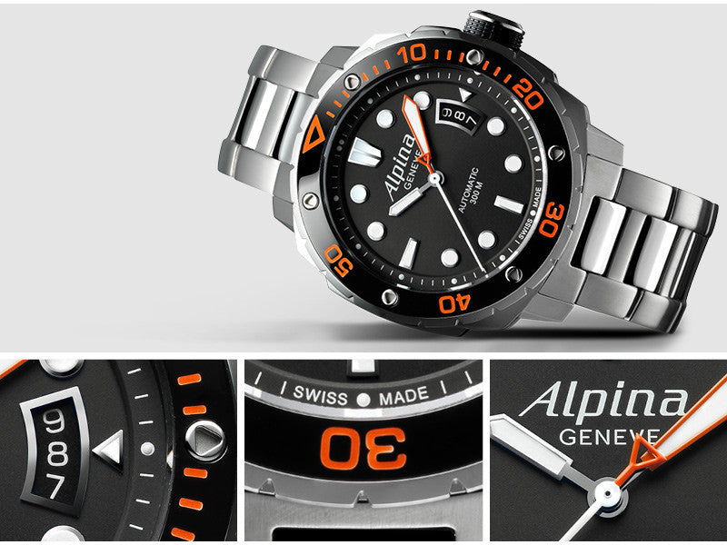 Seastrong Diver 300 Automatic (Silver-Black) | Alpina | Luby 