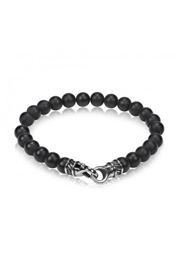 7mm Matte Black Steel Onyx Bead Bracelets | ARZ Steel | Luby 