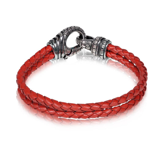 4mm Double-Row Red Leather Steel Bracelet | ARZ Steel | Luby 