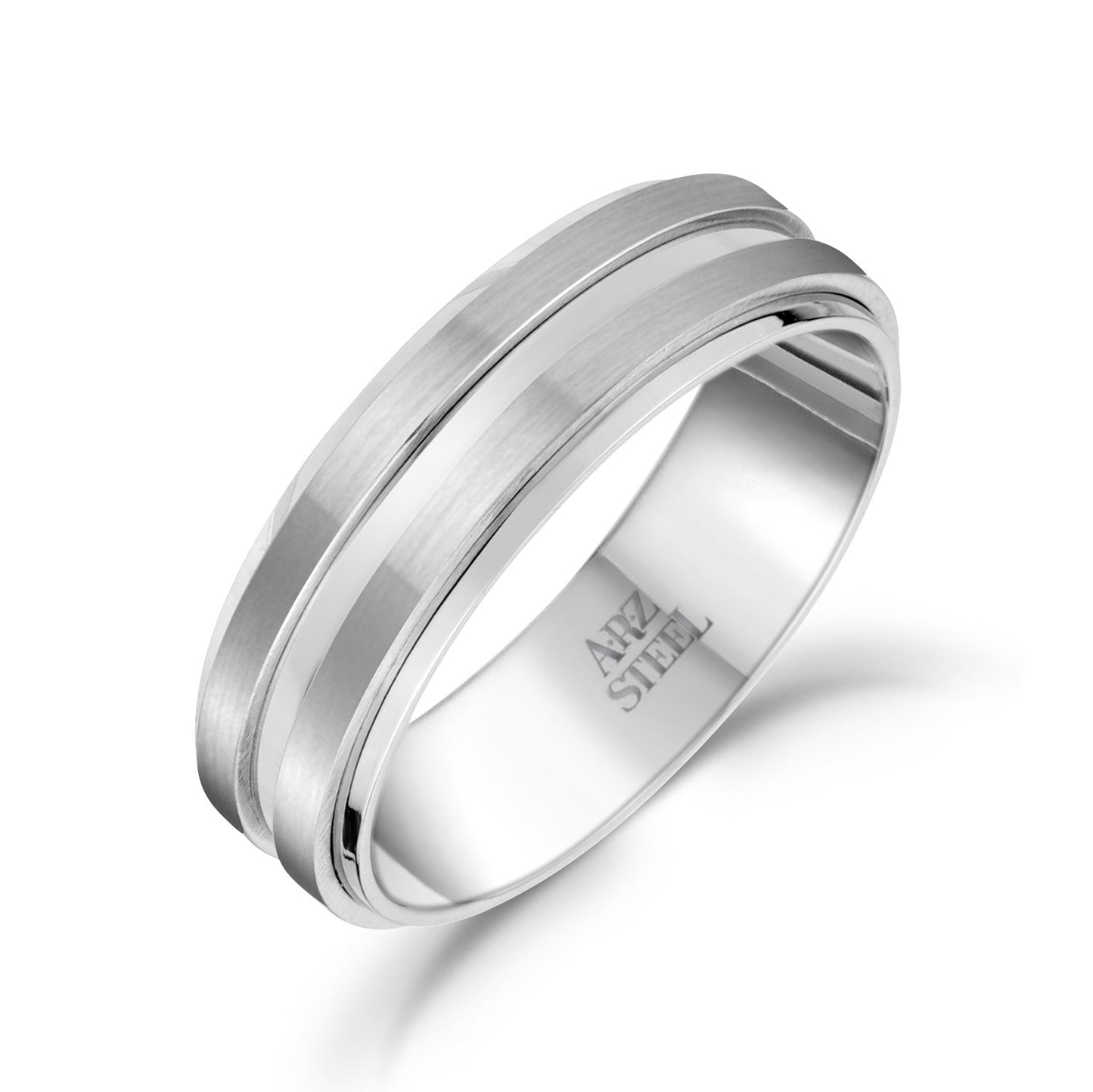 Stainless-Steel Double Striped Wedding Band Ring | ARZ Steel | Luby 