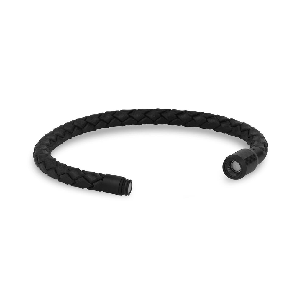 Black Leather Carbon Fiber Clasp Bracelet | ARZ Steel | Luby 