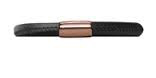 Black Single Wrap Leather Bracelet (Rose-Gold/Black) | Endless Jewelry | Luby 