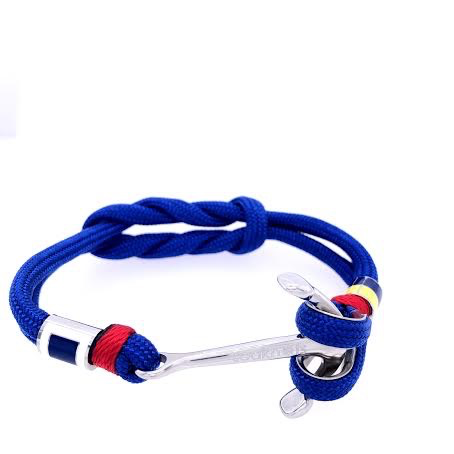 Royal Blue Double Cord with Silver Anchor and Nautical Flags Charms Bracelet (Blue/Silver) | Seaknots | Luby 