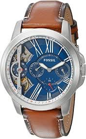 Grant Twist Luggage Watch (Silver/Brown) | Fossil | Luby 