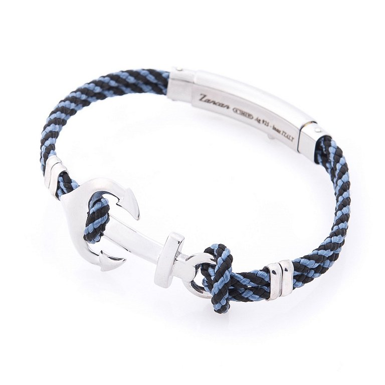 Silver Anchor and Bi-Color Kevlar Bracelet | Zancan | Luby 