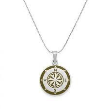 Compass Pendant Necklace (Silver/Green) | Alex and Ani | Luby 
