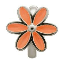 Dije de flor de esmalte de coral (plata/naranja)