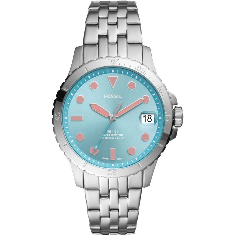 Three Hand Date Women's Watch (Silver/Blue) | Fossil | Luby 