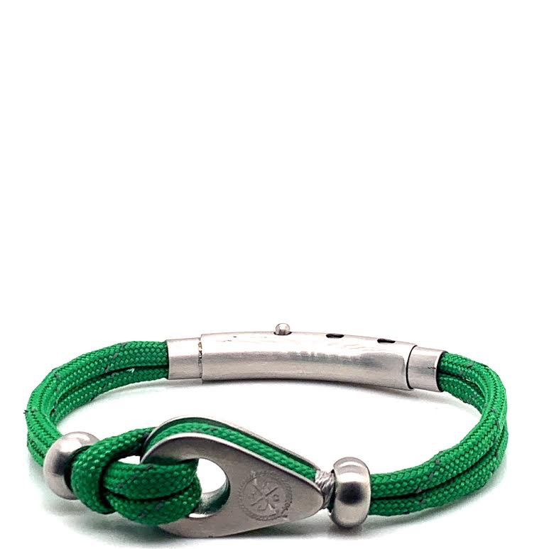 Green Double Cord with Silver Pulley and Beads Bracelet (Green/Silver) | Seaknots | Luby 