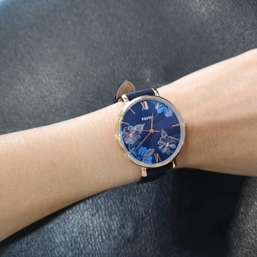 Ladies Jacqueline Watch (Blue/Rose-Gold) | Fossil | Luby 