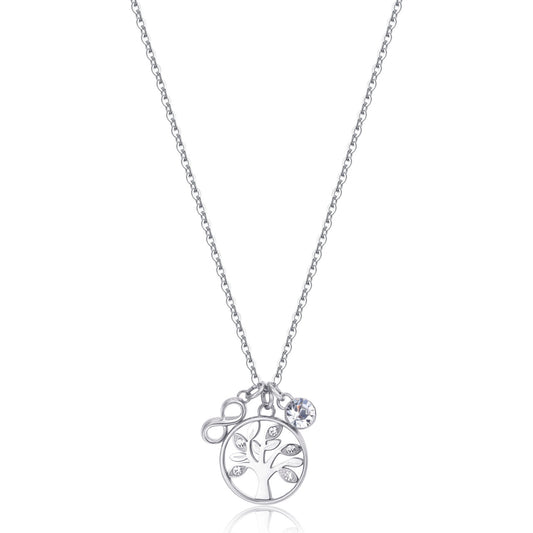 Chakra Tree of Life and Infinity Pendant Necklace (Silver) | Brosway Italia | Luby 