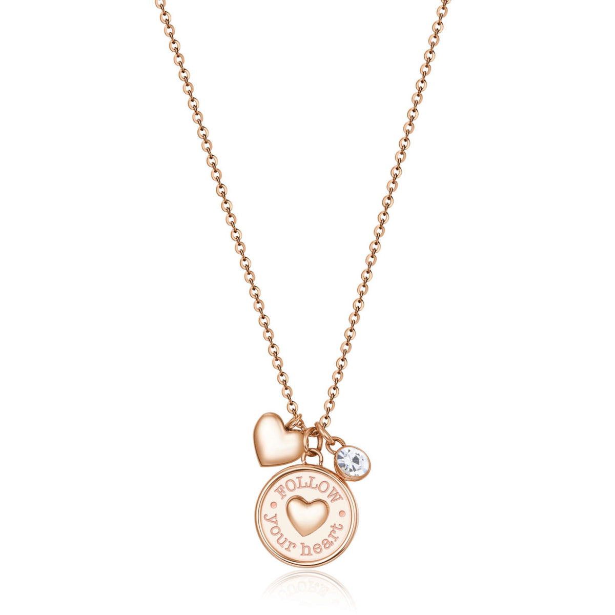 Chakra Heart Shape Pendant and Crystal Necklace (Rose-Gold) | Brosway Italia | Luby 
