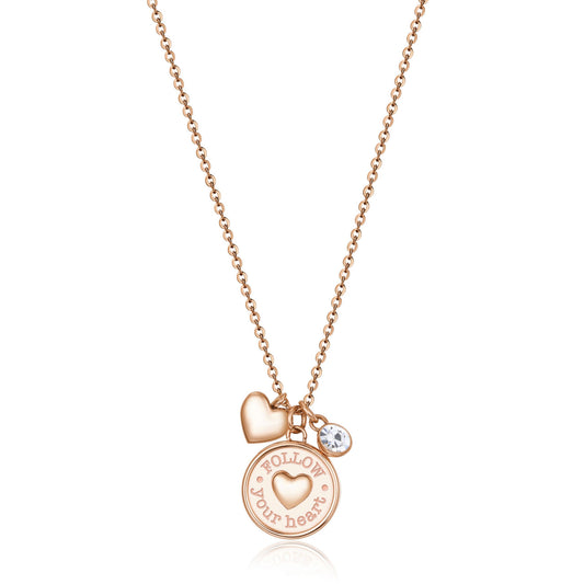 Chakra Heart Shape Pendant and Crystal Necklace (Rose-Gold) | Brosway Italia | Luby 