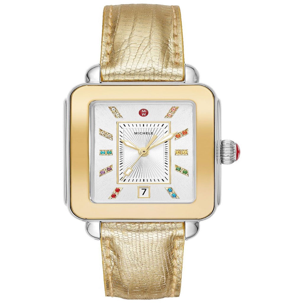 Deco Sport Two-Tone Yellow Gold Lizard Watch | Michele | Luby 