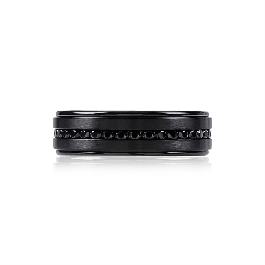 Stainless-Steel Matte Black Stones Wedding Band Ring | ARZ Steel | Luby 