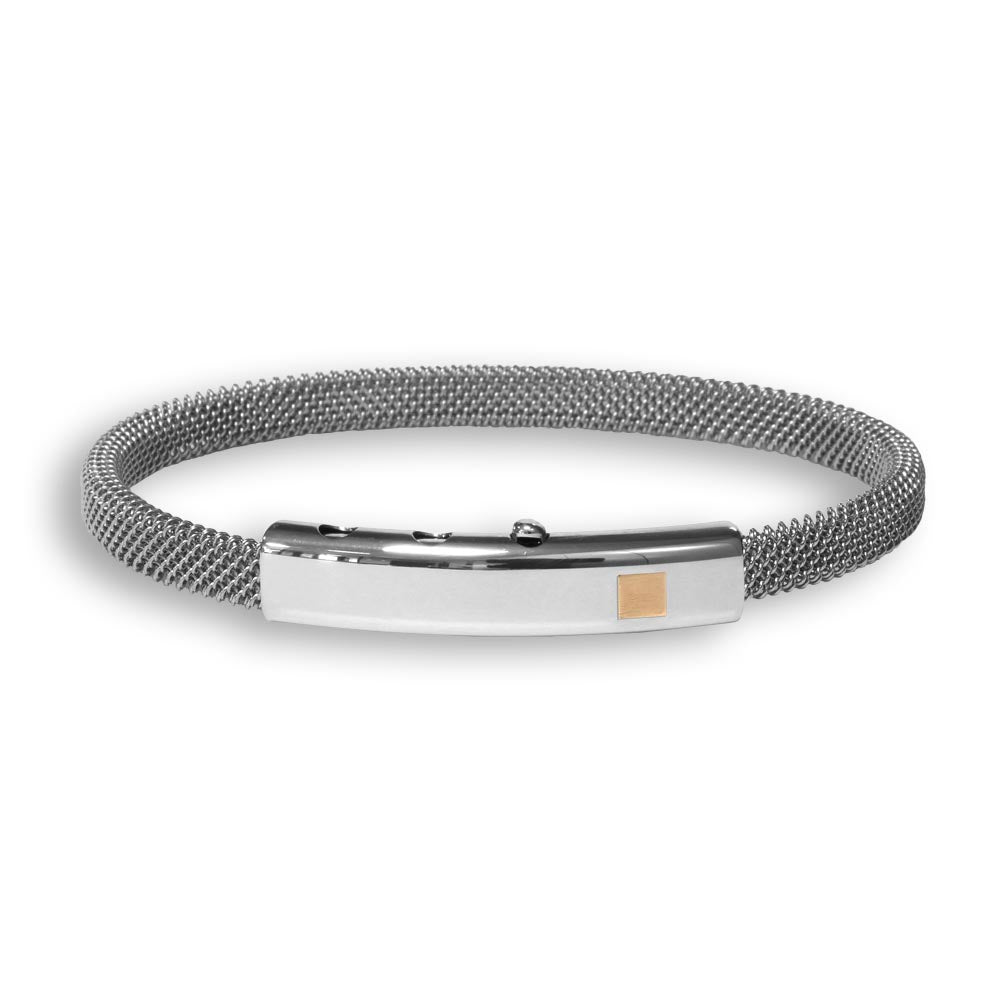 Blue Steel Bangle/18k Rose Gold Square Element | BORSARI | Luby 