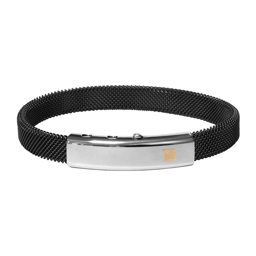 BLU STEEL BANGLE/18KT ROSE GOLD SQUARE ELEMENT | BORSARI | Luby 