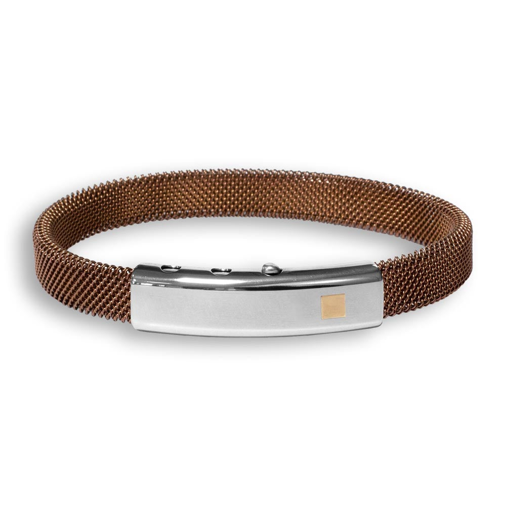 BLU STEEL BANGLE/18KT ROSE GOLD SQUARE ELEMENT | BORSARI | Luby 