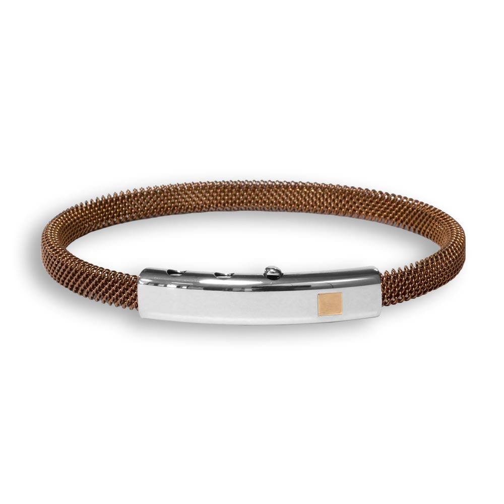 Blue Steel Bangle/18k Rose Gold Square Element | BORSARI | Luby 