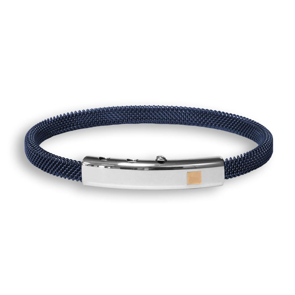 Blue Steel Bangle/18k Rose Gold Square Element | BORSARI | Luby 
