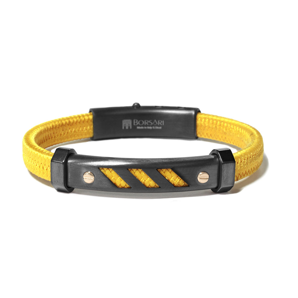 Titanium Polyester Charcoal Grey Cord Bracelet with Rose-Gold Screws | BORSARI | Luby 