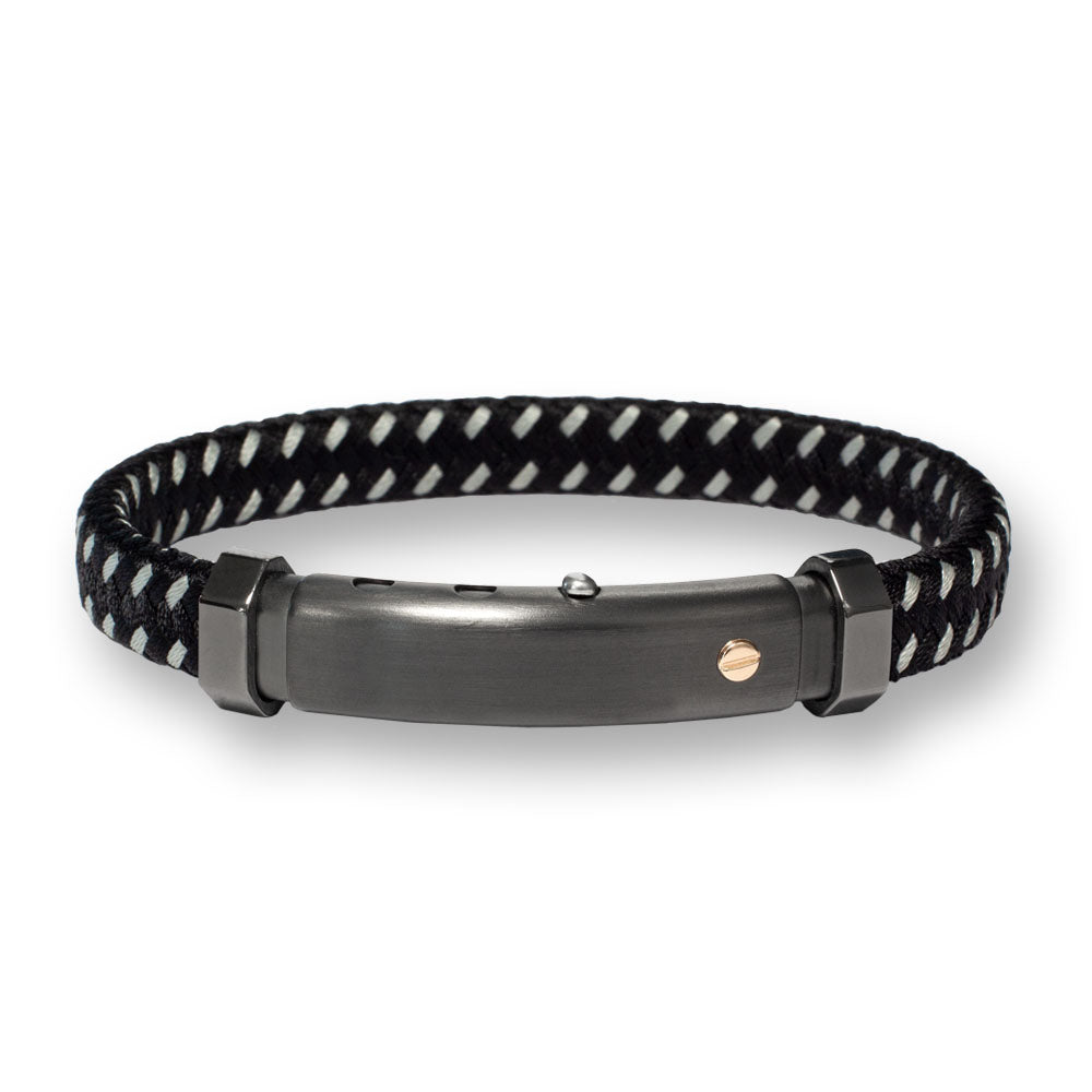 Bracelet in Polyester Black-Red and Rose Gold Screw | BORSARI | Luby 