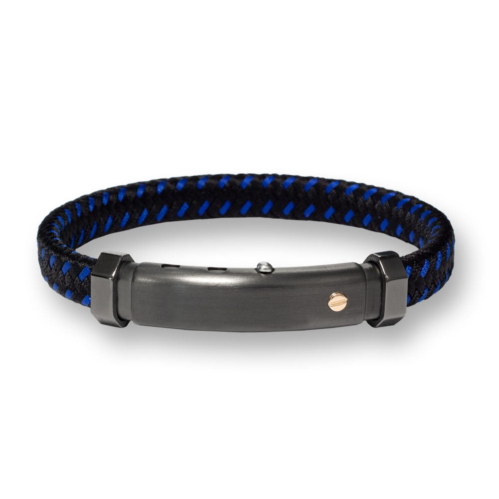 Bracelet in Polyester Black-Red and Rose Gold Screw | BORSARI | Luby 