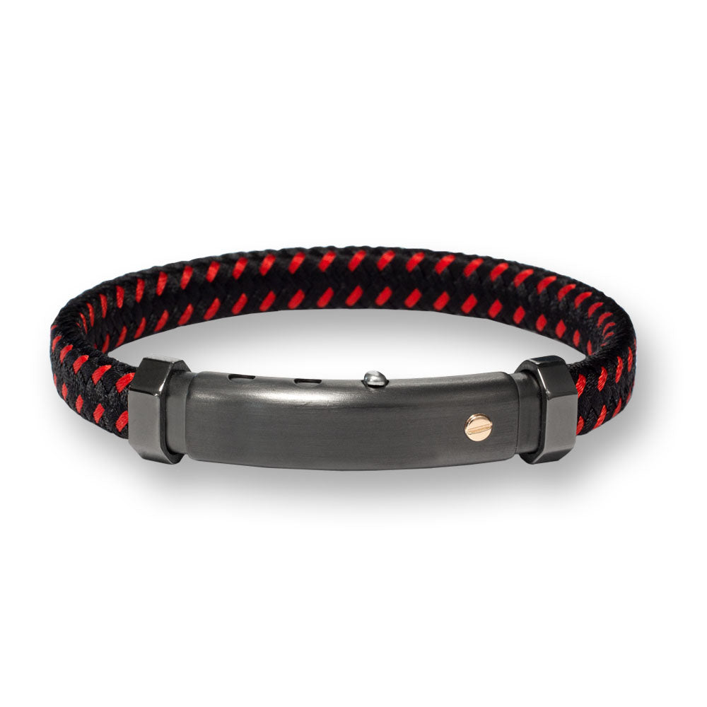 Bracelet in Polyester Black-Red and Rose Gold Screw | BORSARI | Luby 