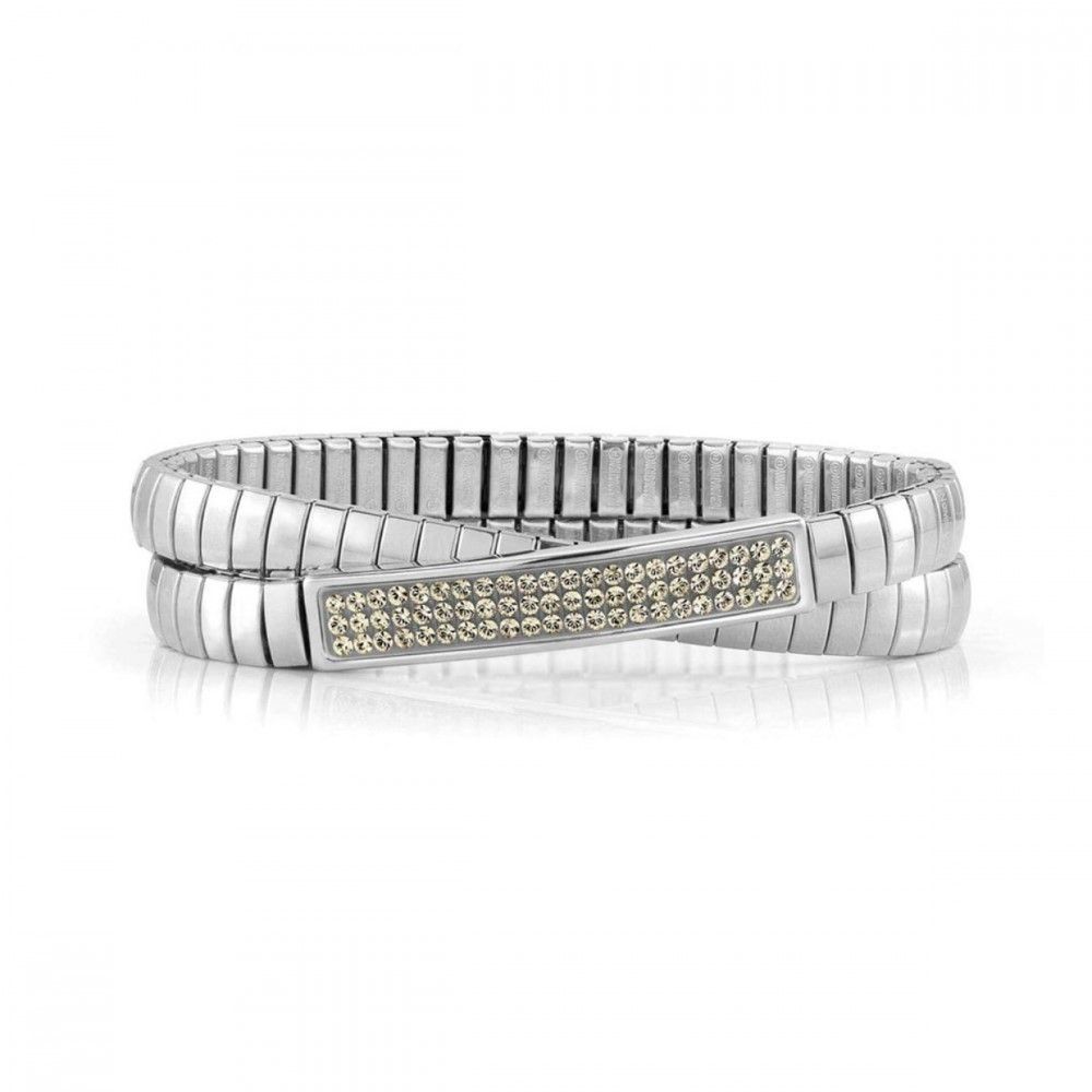 Glitter Stretch Double Bracelet in Silver & Yellow Crystals | Nomination Italy | Luby 