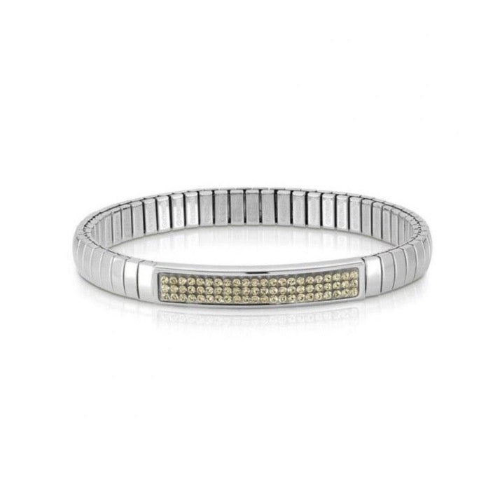 Glitter Stretch Bracelet in Silver & Yellow Crystals