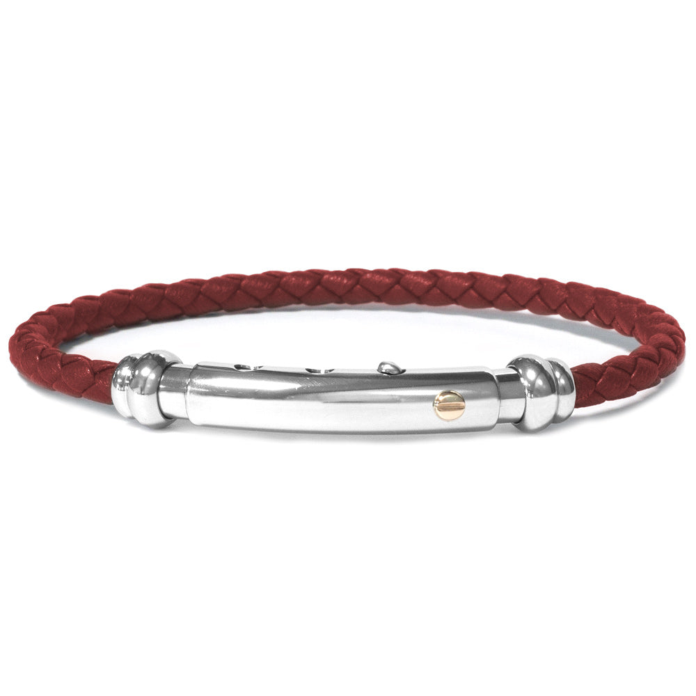 Black Leather Rope Bangle With Natural Stainless Steel | BORSARI | Luby 