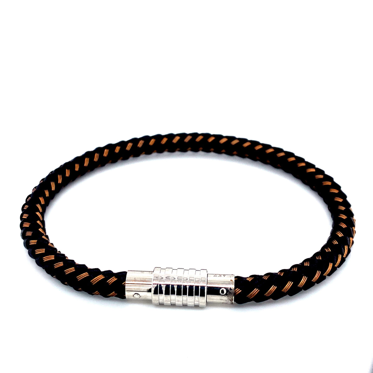 Braided Leather and Steel Bracelet | Kermar | Luby 