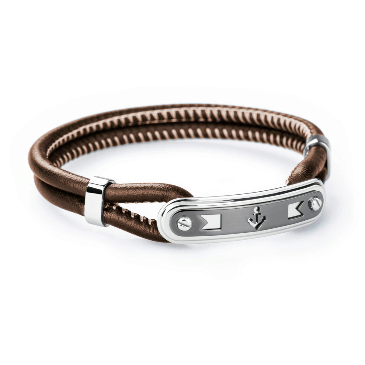 Marine Brown Leather Bracelet (Silver) | Brosway Italia | Luby 