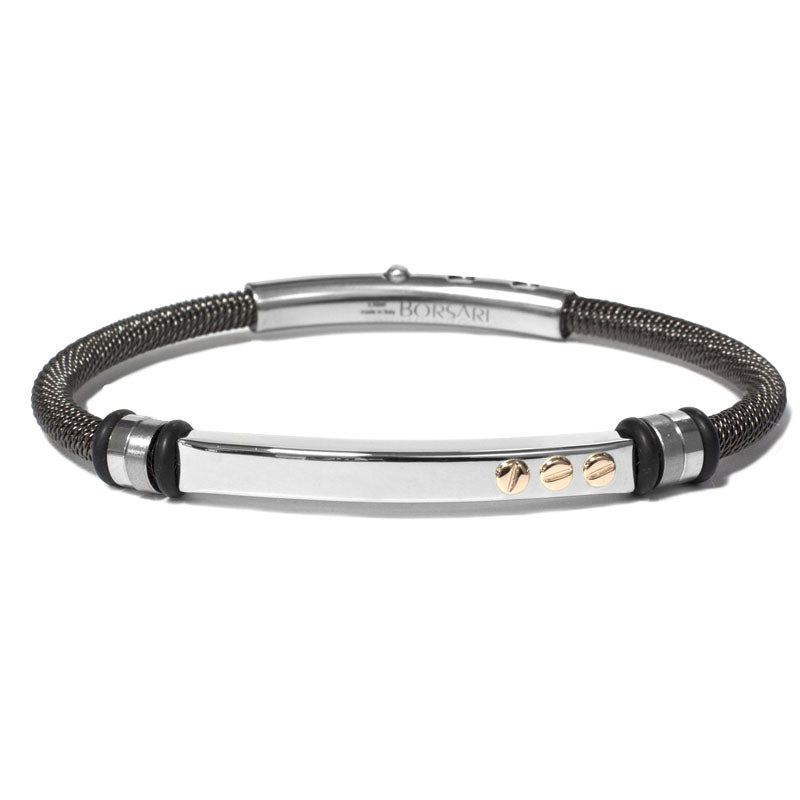 Pulsera de acero inoxidable con 3 tornillos de oro rosa